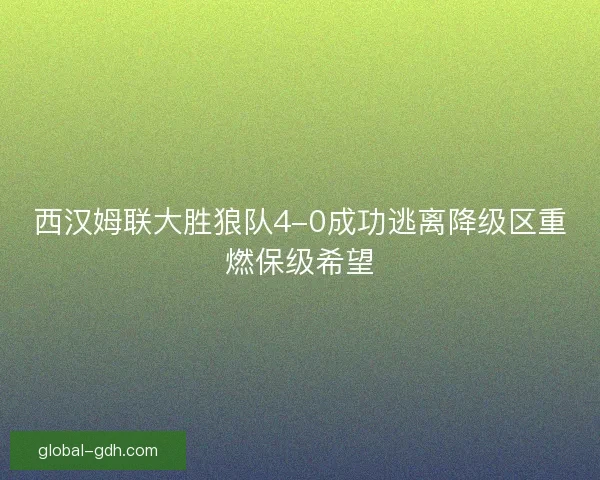 西汉姆联大胜狼队4-0成功逃离降级区重燃保级希望 西汉姆联大胜狼队4-0成功逃离降级区重燃保级希望